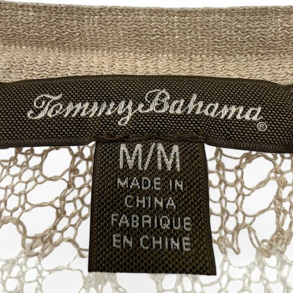 Tommy Bahama | M | Open Knit V-neck Pullover Sweater Stripped Crochet - Picture 2 of 4